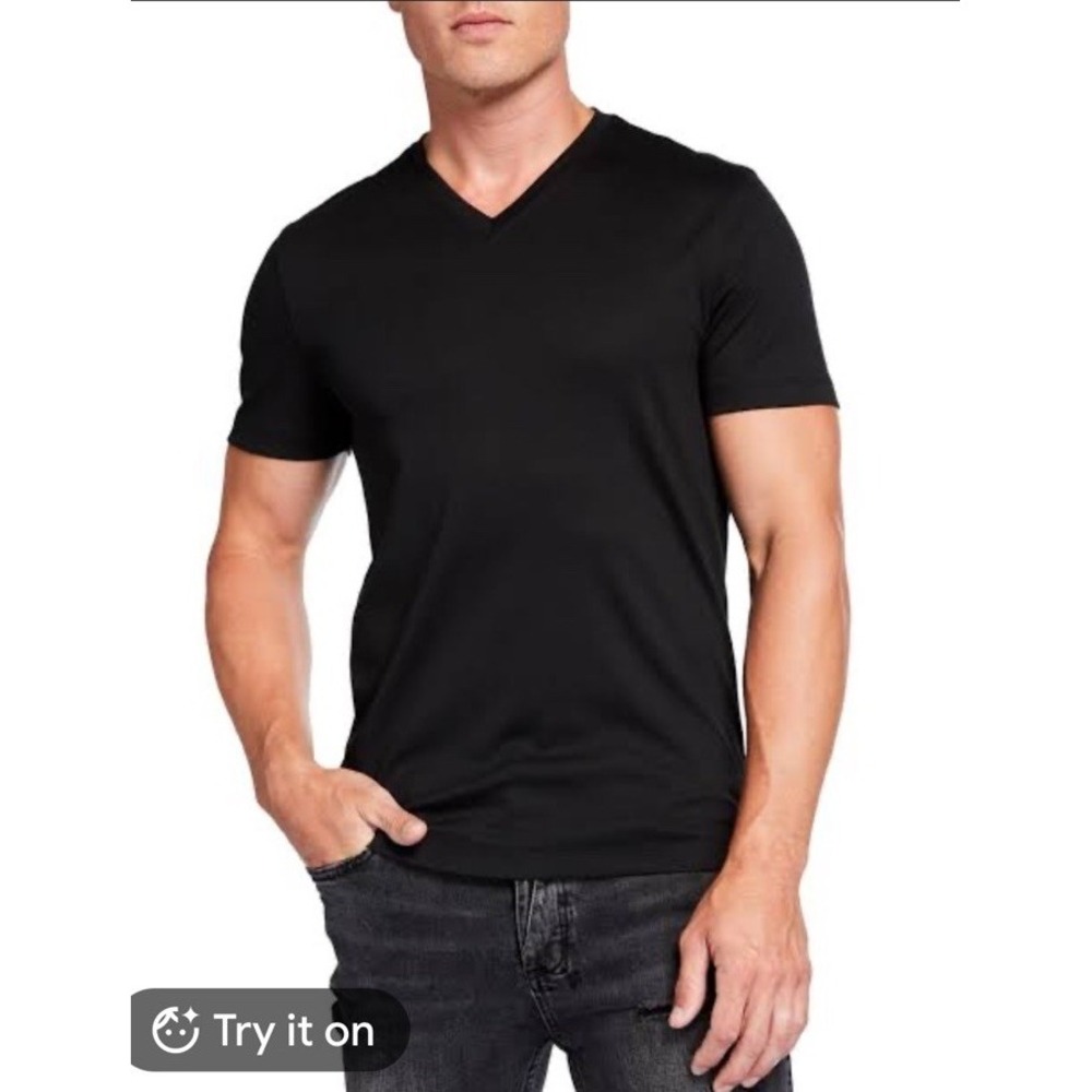 Michael Kors Men's Logo Black T-Shirt – Size L -V-neck